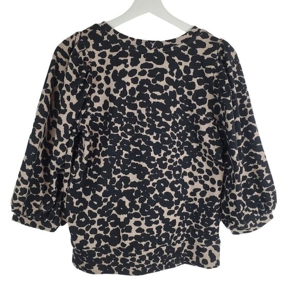 LOFT XS‎ Cheetah Print 3/4 Balloon Sleeves Knit Sweater - Picture 2 of 8